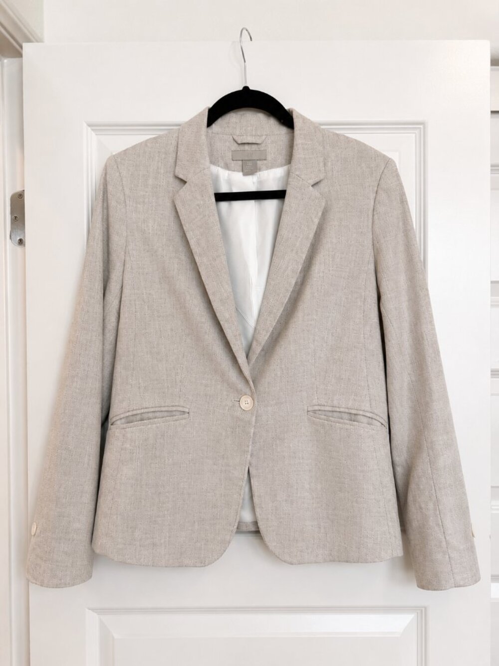 H&M Beige Linen Blend Tailored Blazer | Size Medium